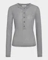 Vince Merino Wool Henley In Heather Stone Grey