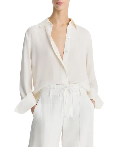 VINCE LONG SLEEVED BUTTON DOWN SILK BLEND BLOUSE