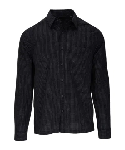 Vince Long Sleeved Checked Spread-collar Shirt In Black