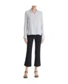 Vince Micro Stripe Silk-blend Pullover Blouse In Black
