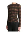Vince Side Drape Long-sleeve Crewneck Top In Black
