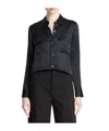 Vince Chest Pocket Satin Shirt In Black