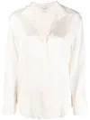 Vince Long-sleeved Silk Shirt In Neutrals