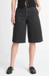 Vince Low-rise Longline Denim Shorts In Washed Black