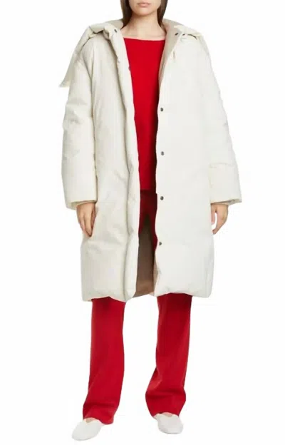 Vince Longline Puffer Mid Length Winter Coat Jacket In Beige