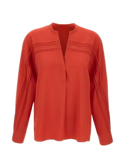 Vince Long-sleeve Blouse In Orange
