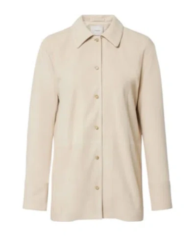 Vince Long-sleeve Leather Jacket In Neutral