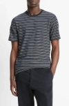 Vince Loose Fit Stripe Crewneck T-shirt In Gray