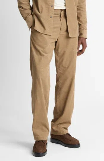 Vince Louie Flat Front Cotton Corduroy Pants In Burgundy