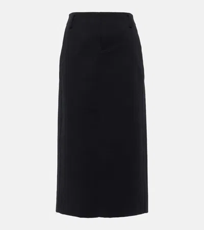 Vince Low-rise Cotton-blend Midi Skirt In Black