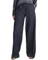 Vince Low Rise Wide Leg Pull On Pants In Blue