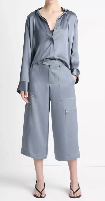 Vince Low-rise Satin Parachute Crop Pant In Lake Stone