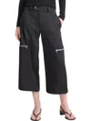 Vince Satin Parachute Crop Wide Leg Pants In Black