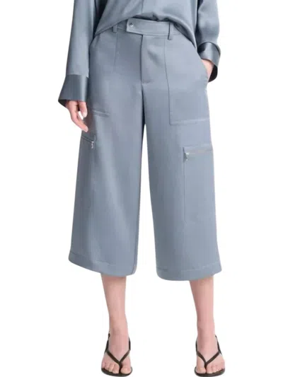 VINCE LOW RISE SATIN PARACHUTE CROP PANTS IN LAKE STONE