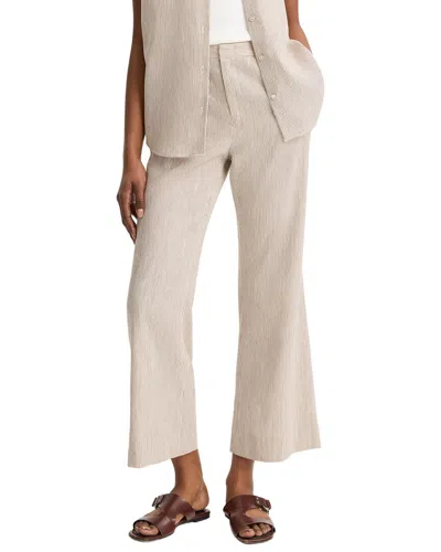 Vince Low Rise Ticking Striped Linen-blend Crop Flare Trouser In Neutral