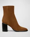 Vince Luca Suede Ankle Boots In Elm Wood Brown Suede