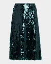 Vince Lucite Straight Sequin Skirt In Green