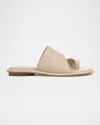 Vince Lukas Leather Toe-ring Slide Sandals In Birch Sand