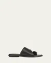 Vince Lukas Leather Toe-ring Slide Sandals In Black