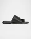 Vince Lukas Leather Toe-ring Slide Sandals In Black