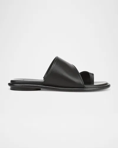VINCE LUKAS LEATHER TOE-RING SLIDE SANDALS