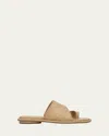 Vince Lukas Raffia Toe-ring Slide Sandals In Toasted Wheat