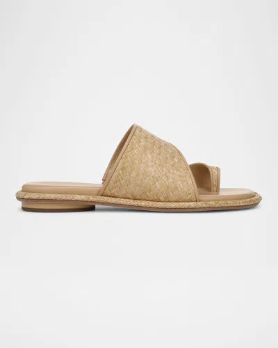 VINCE LUKAS RAFFIA TOE-RING SLIDE SANDALS