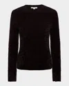 Vince Lurex Eyelash Knit Pullover Top In Cherry Night Metallic