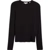 Vince Luxe Long Sleeve Crewneck Top In Black