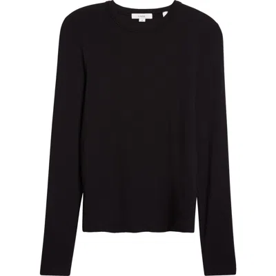 Vince Luxe Long Sleeve Crewneck Top In Black
