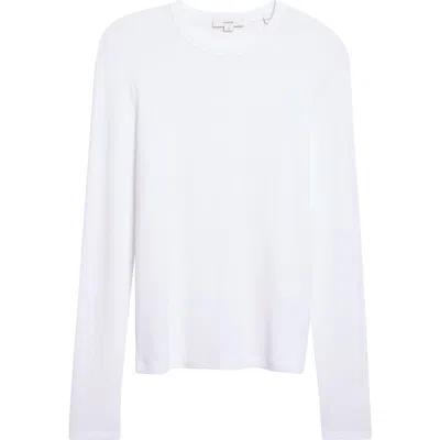Vince Luxe Long Sleeve Crewneck Top In White