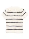 Vince Macrame Stripe Henley In Off White Combo