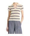 Vince Macrame Stripe Henley In Off White Combo