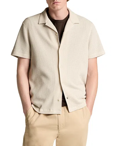 Vince Macro Waffle Short Sleeve Button Down Shirt In Nude