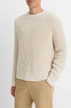 Vince Crew Neck Textured Knit Sweater In White