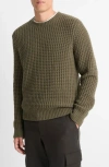 Vince Men's Macro Waffle Cashmere Sweater In Surplus Olive