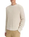 Vince Crew Neck Textured Knit Sweater In Pebble White