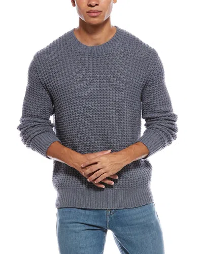 Vince Macro Waffle Wool & Cashmere-blend Crewneck Sweater In Blue