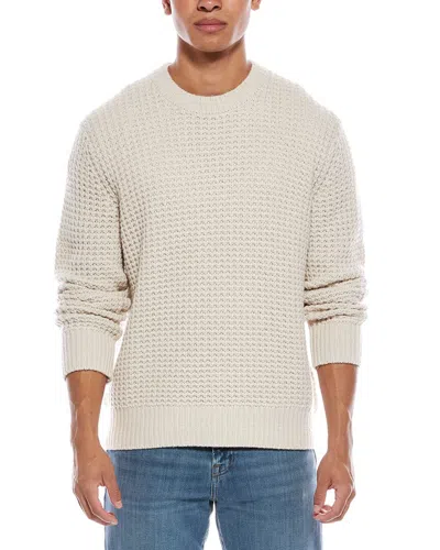 Vince Macro Waffle Wool & Cashmere-blend Crewneck Sweater In White