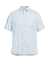Vince Men's Linen Short Sleeve Button Down Shirt In Blue