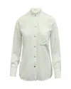 Vince Mandarin Collar Shirt In White Viscose In White