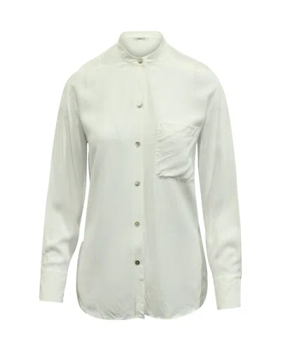 Vince Mandarin Collar Shirt In White Viscose