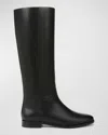 Vince Womens Leather Pull On Knee-high Boots In Black Leather