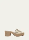 Vince Margo Metallic Espadrille Slide Sandals In Champagne