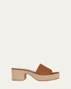 Vince Margo Suede Platform Espadrille Sandals In Sequoia Brown Suede
