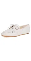 Vince Marin Leather Boat Loafers In White/sabbia