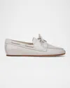 Vince Marin Leather Boat Loafers In Sabbia White Leather