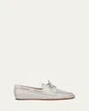 Vince Marin Leather Boat Loafers In Sabbia White Leather