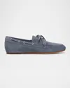 Shop Vince Marin Suede Boat Loafers In Blue Ink