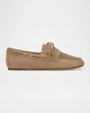 Vince Marin Suede Boat Loafers In Dune